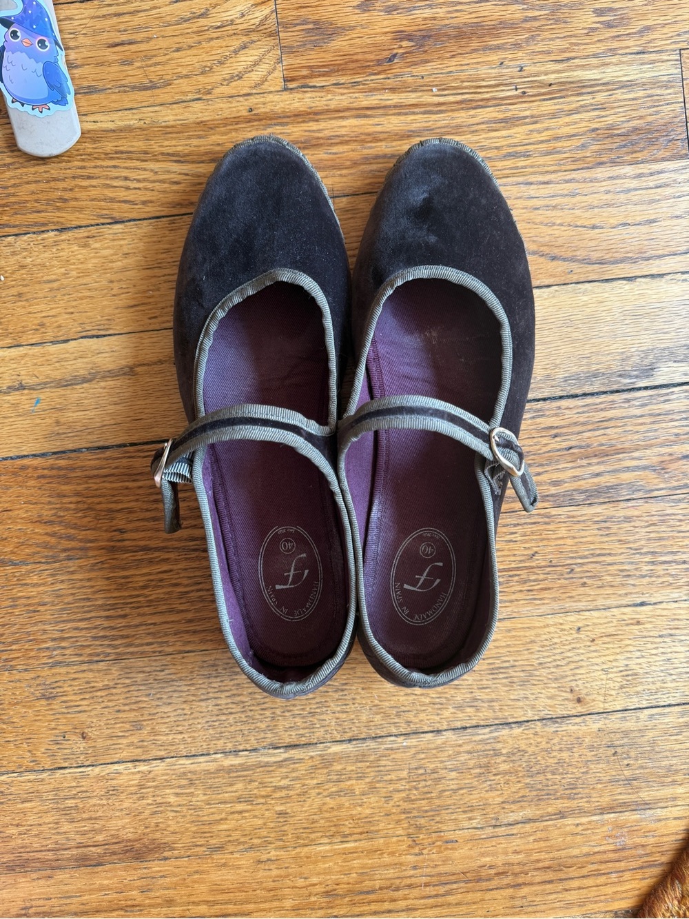 Flabelus Olive Velvet Mary Jane Flats